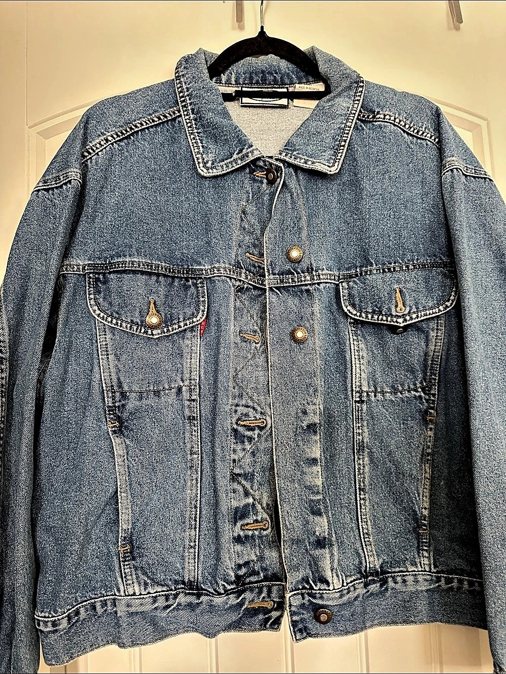 Bugle Boy Women's Denim Jean Jacket Blue Size Large vintage baggy
